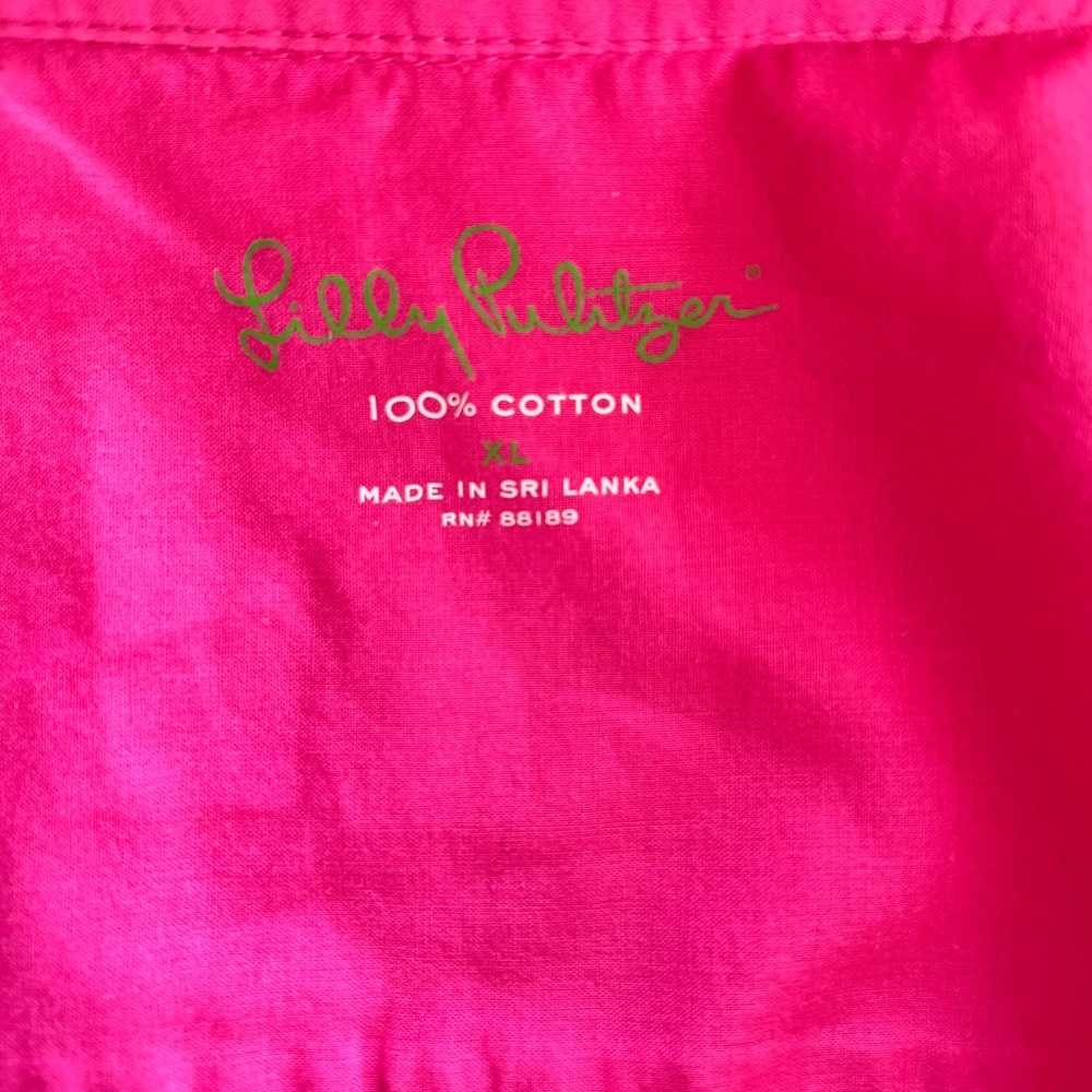 Lilly Pulitzer Pink Anna Maria Button Down Long Sleeves Cotton Shirt size xl - Picture 8 of 9